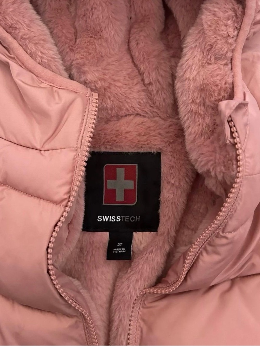Swiss Tech Pink Girls Fur Lined Puffer Jacket Size 2T - Picture 3 of 3